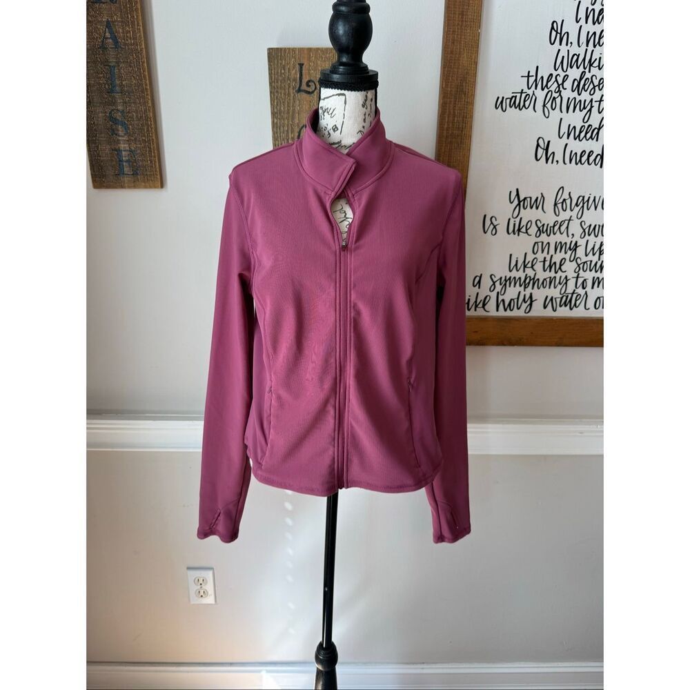 Spyder Women's Long Sleeve Active Ottoman Slim Fit Zip Up Jacket Pink Size Large